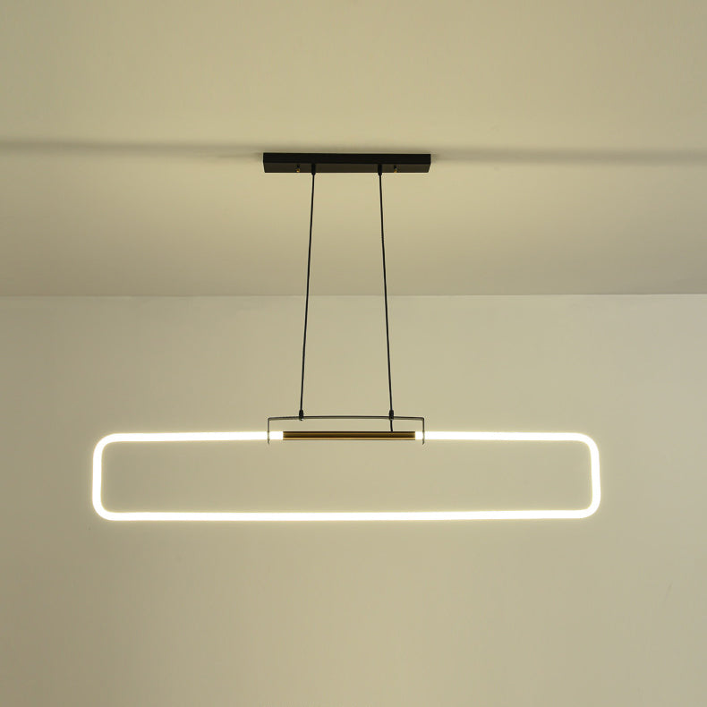 ثريات جزيرة LED مستطيلة الشكل مصنوعة من الحديد والأكريليك بتصميم عصري بسيط لغرفة الطعام 