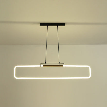ثريات جزيرة LED مستطيلة الشكل مصنوعة من الحديد والأكريليك بتصميم عصري بسيط لغرفة الطعام 