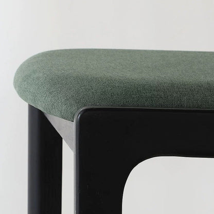 Traditional French Fabric Wood Frame Bar Stool Backrest Footrest For Dining Room