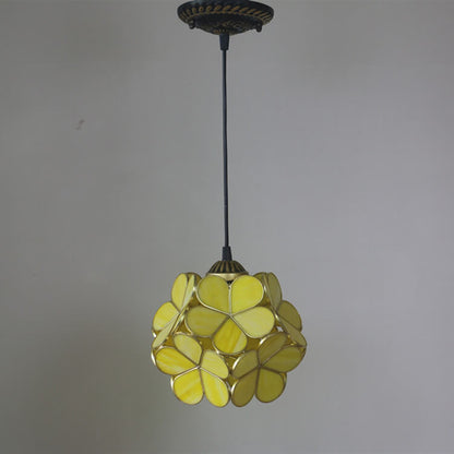 Vintage Stained Glass Petal 1-Light Pendant Light