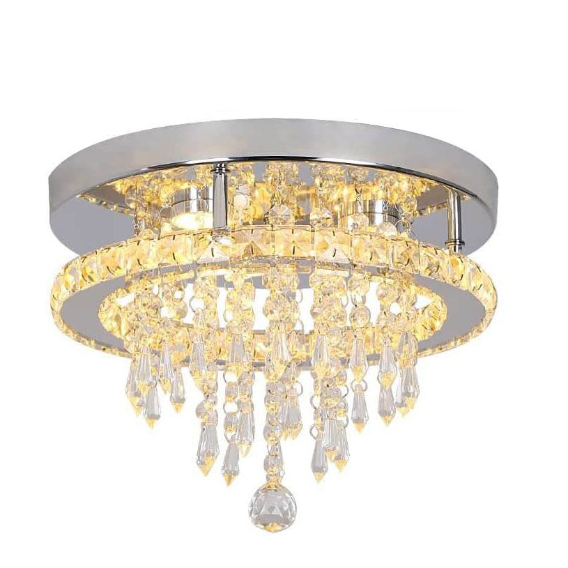 Modern Light Luxury Round Crystal LED Flush Mount Ceiling Light