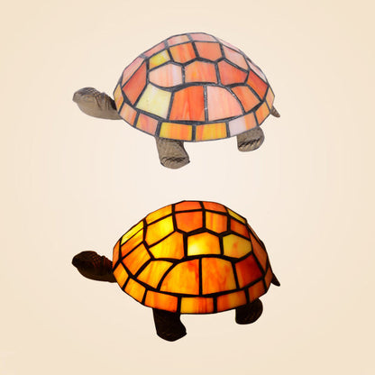 Contemporary Creative Alloy Glass Turtle 1-Light Table Lamp For Bedroom