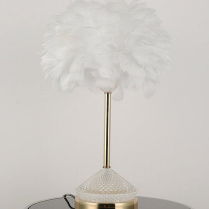 Modern Simple Feather Shade Diamond Acrylic Decorative 1-Light Table Lamp