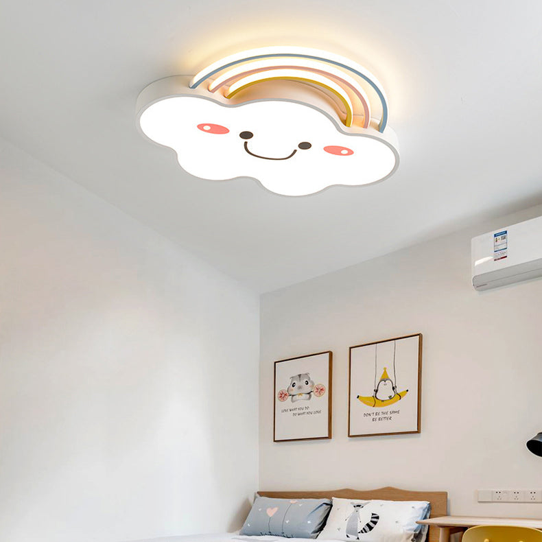 現代的でクリエイティブなレインボークラウドアクリルシェードLEDフラッシュマウントシーリングライト寝室用