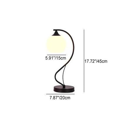 Modern Simple Flower Glass Shade Curved Iron Base 1-Light Table Lamp
