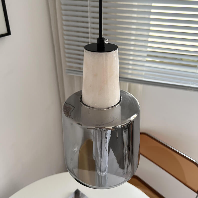Nordic Minimalist Marble Glass Jar 1-Light Pendant Light