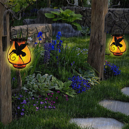 Solar Outdoor Glass Flame Oval Cage LED Courtyard Decorative Landscape Light