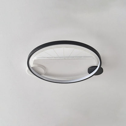 Modern Minimalist Geometric Shapes Black White Iron LED Flush Mount Light