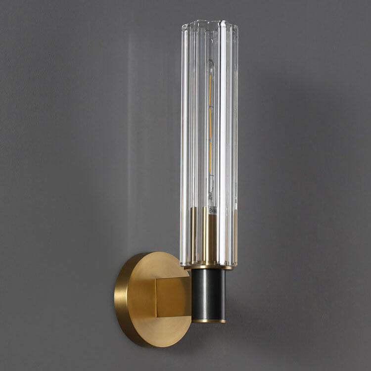 Modern Minimal Brass Crystal Column 1/2 Light Wall Sconce Lamp