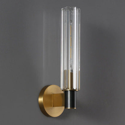 Modern Minimal Brass Crystal Column 1/2 Light Wall Sconce Lamp