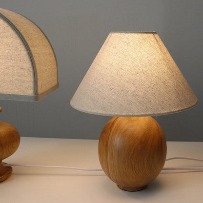 Japanese Wabi-sabi Vintage Solid Wood Fabric 1-Light Table Lamp