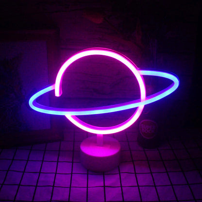 Modern Creative Planet Neon Plastic LED Night Light Table Lamp