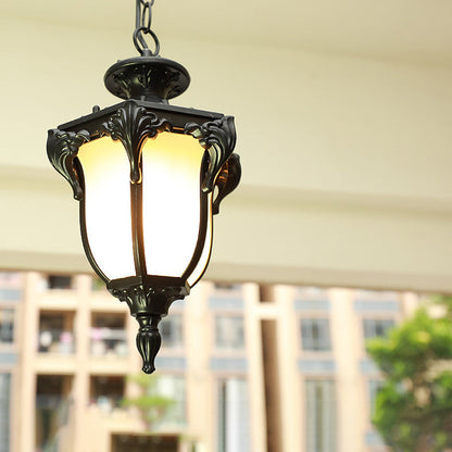 Traditional European Waterproof Aluminum Frame Glass Shade 1-Light Pendant Light For Garden