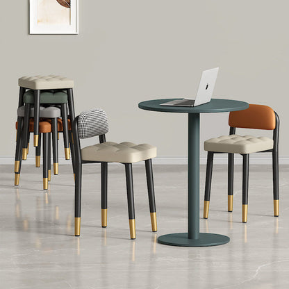 Modern Simplicity Square Fabric Faux Leather Upholstered Vanity Stool Low Back For Bedroom