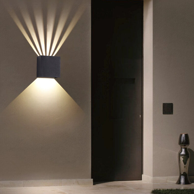 Modern Pure Black Waterproof Aluminum Dimmable Angle Square LED Outdoor Wall Sconce Lamp