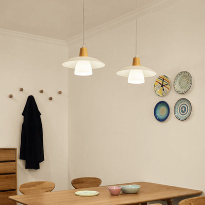 Japanese Minimalist Log Glass 1-Light Pendant Light