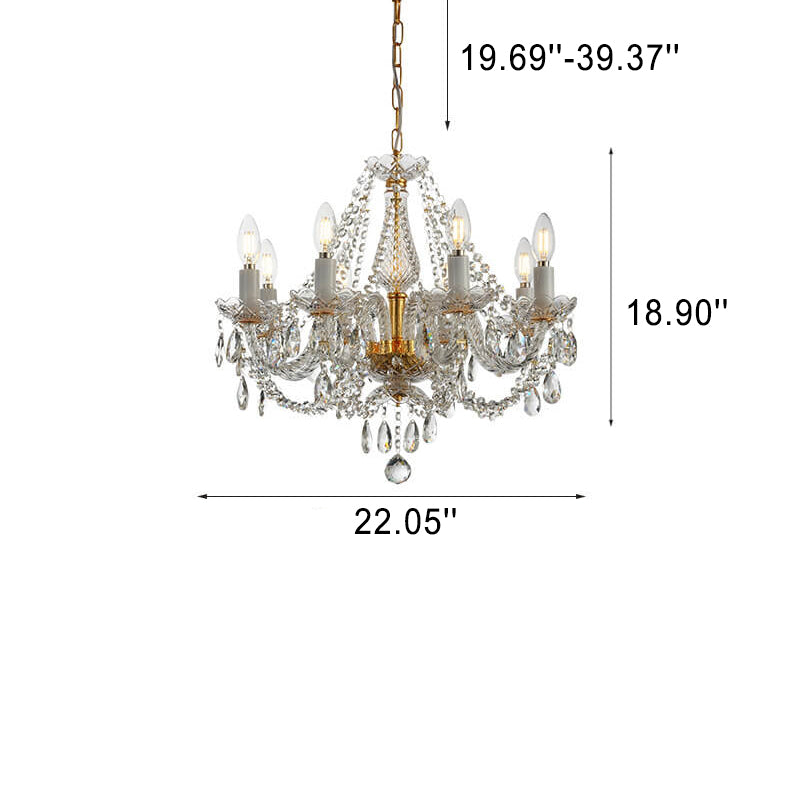 Modern European Style Crystal Pendant 8-Light Chandelier
