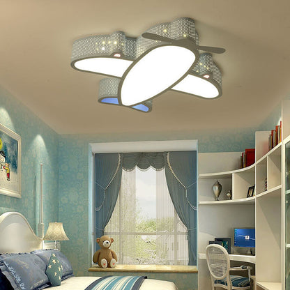 Cartoon Creative Luminous Aircraft Design LED Flush Mount Ceiling Light