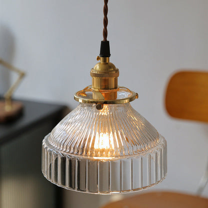 Contemporary Nordic Brass Glass Round Shape 1-Light Pendant Light For Living Room
