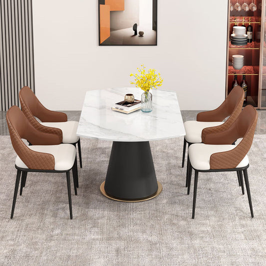 Modern Minimalist Square Stainless Steel Microfiber Leather Foam Dining Chair Four Legs Backrest For Dining Room
