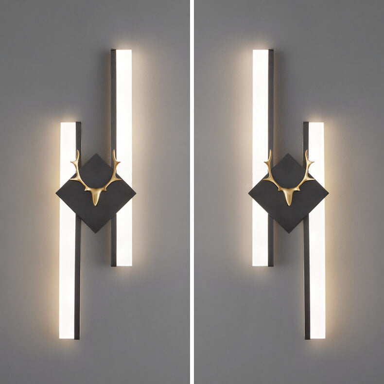 Nordic Postmodern Rectangular Antler Full Copper LED Wall Sconce Lamp