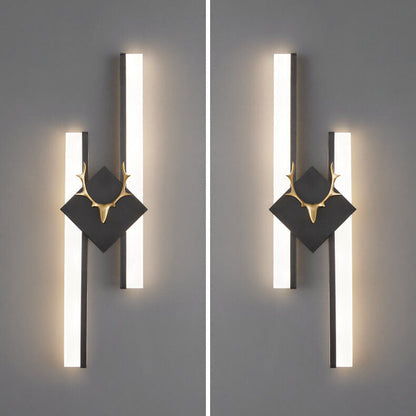 Nordic Postmodern Rectangular Antler Full Copper LED Wall Sconce Lamp