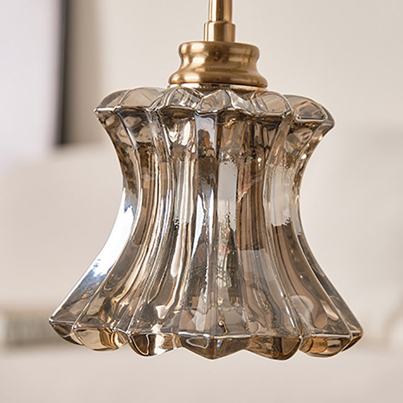 Traditional Vintage Pleated Glass Hardware Solid Wood 1-Light Melting Wax Table Lamp For Living Room