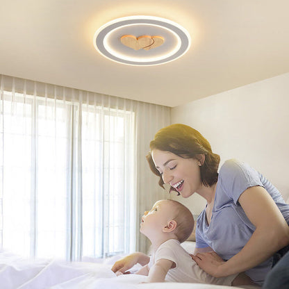 Modern Simple Solid Wood Pattern LED Flush Mount Light