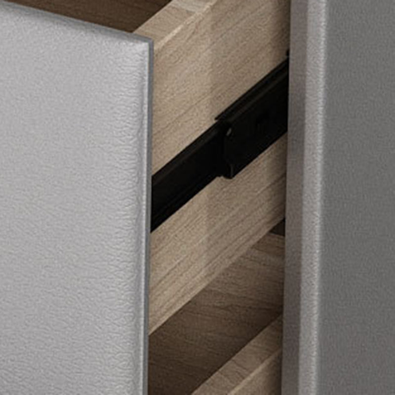 Modern Luxury Rectangular Solid Wood Microfiber Leather Hardware Nightstand 2-Drawer For Bedroom