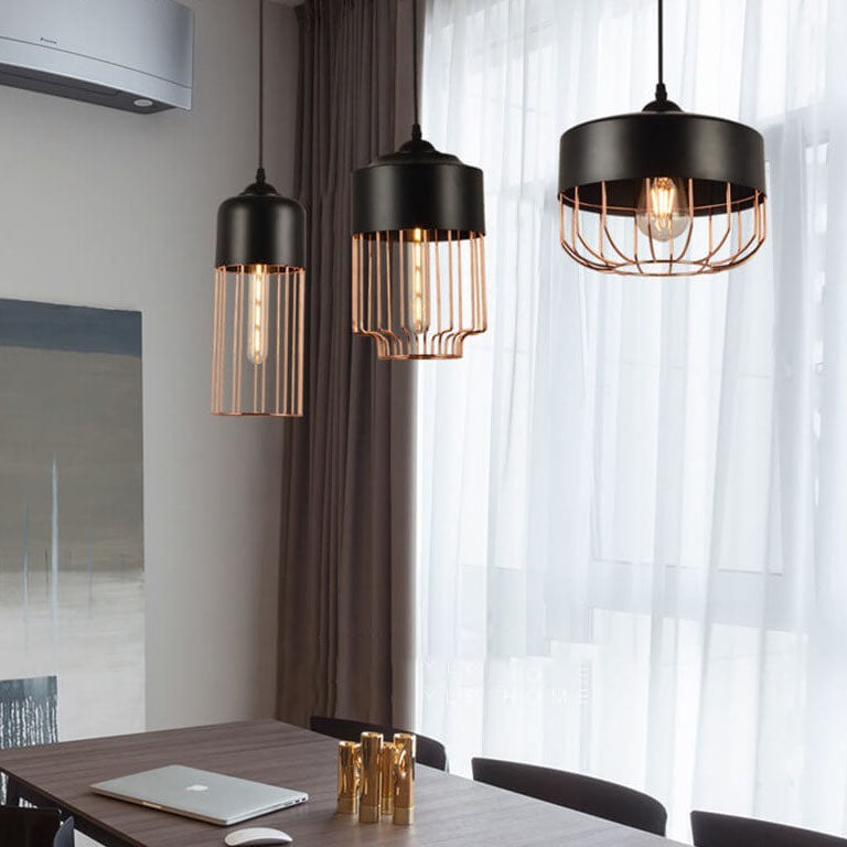 Nordic Creative Iron Geometry Plating Rose Gold 1-Light Pendant Light