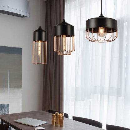 Nordic Creative Iron Geometry Plating Rose Gold 1-Light Pendant Light