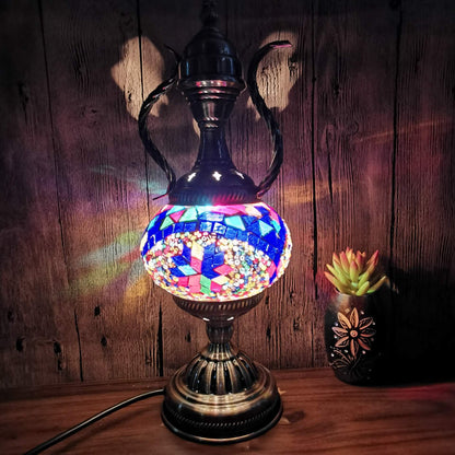 Turkish Vintage Handmade Glass Coffee Pot Design 1-Light Table Lamp