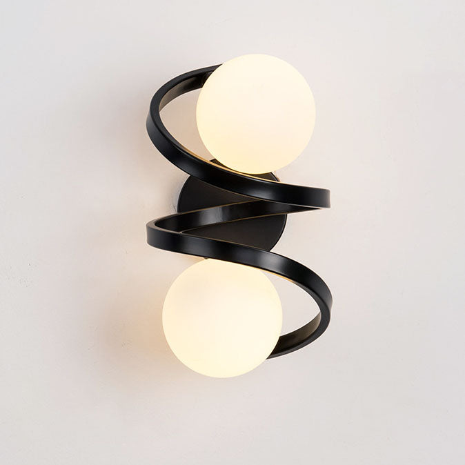 Modern Minimalist Round Ball Iron Glass 2-Light Wall Sconce Lamp