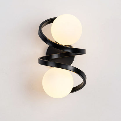 Modern Minimalist Round Ball Iron Glass 2-Light Wall Sconce Lamp