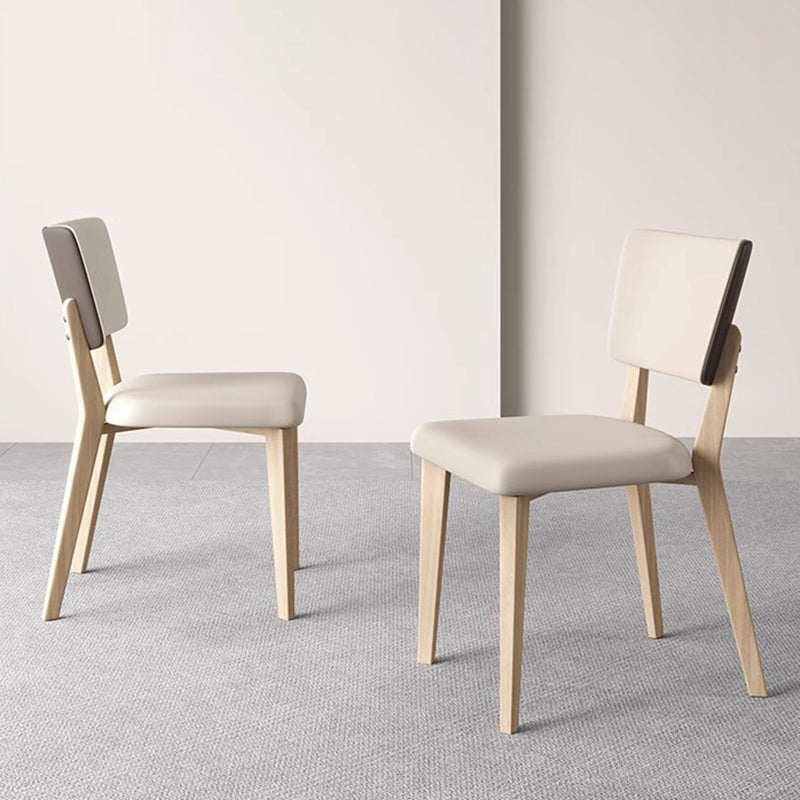 Contemporary Nordic Square PU Leather Solid Wood Frame Dining Chair Backrest For Dining Room