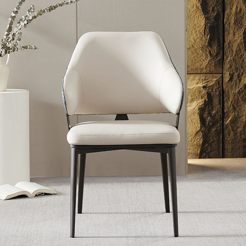 Contemporary Scandinavian PU Leather Carbon Steel Sponge Square Lozenge Dining Chair Backrest Armrest For Dining Room