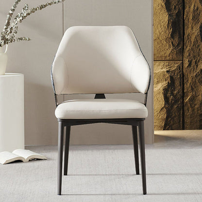 Contemporary Scandinavian PU Leather Carbon Steel Sponge Square Lozenge Dining Chair Backrest Armrest For Dining Room