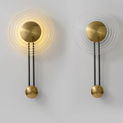 مصباح حائط LED عصري دائري من الزجاج والحديد بتصميم تموجات مائية لغرفة المعيشة