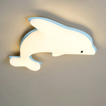Nordic Cartoon Dolphin Iron PE LED Kids Flush Mount Ceiling Light