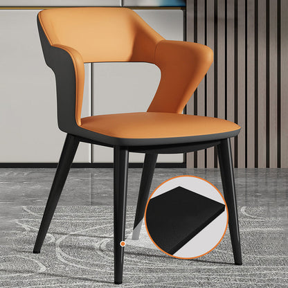 Contemporary Scandinavian Nappa leather Fabric Carbon Steel Sponge Square Wing Dining Chair Backrest Armrest For Dining Room