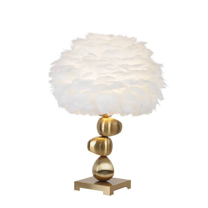 Nordic Creative White Feather Pom Pom 1-Light Table Lamp