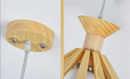 Japanese Art Wooden 1-Light Pendant Light