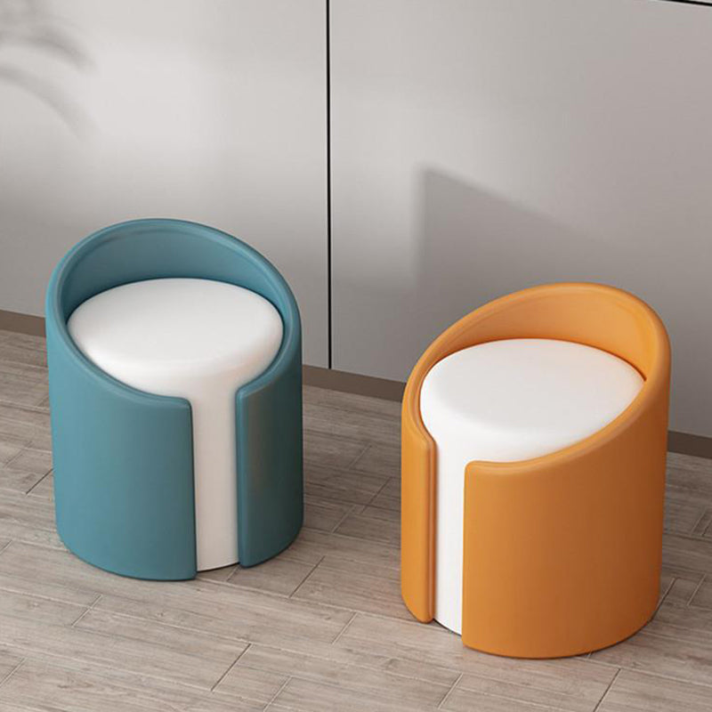 Modern Minimalist PU Leather Wood Sponge Round Cylinder Vanity Stool Backrest For Bedroom