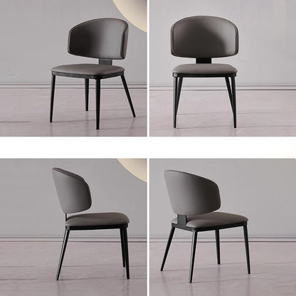 Modern Minimalist Square Cushion Microfiber Leather Carbon Steel Dining Chair Backrest For Dining Room