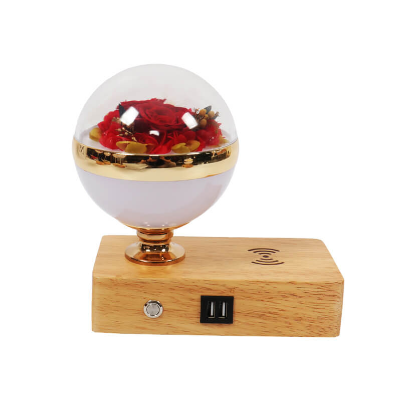 Creative Permanent Flower Night Light Smart Bluetooth Speaker LED Wireless Rechargeable Table Lamp