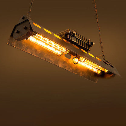 Traditional Vintage Iron Hollow Frame LED Chandelier Island Light For Entertainment Room