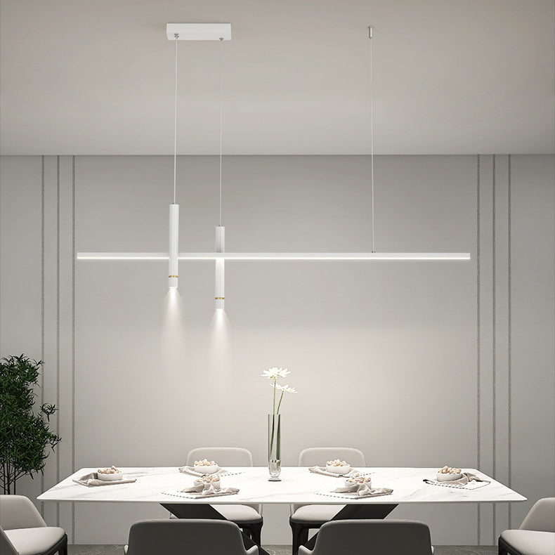 ثريا LED بتصميم هندسي مستقيم من الألومنيوم بتصميم بسيط وحديث لغرفة الطعام 