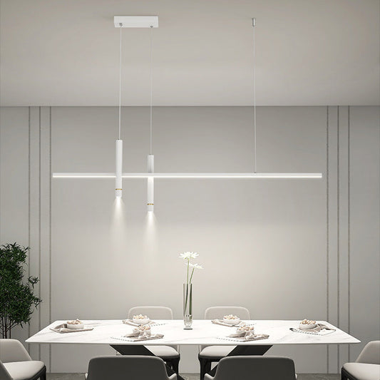 ثريا LED بتصميم هندسي مستقيم من الألومنيوم بتصميم بسيط وحديث لغرفة الطعام 