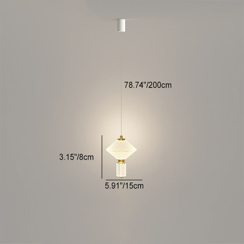 Modern Luxury Iron Aluminum Acrylic Rhombic Column LED Pendant Light For Bedside