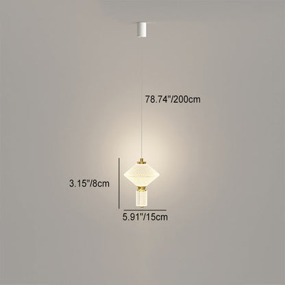 Modern Luxury Iron Aluminum Acrylic Rhombic Column LED Pendant Light For Bedside